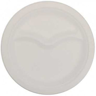 Farfurii biodegradabile din trestie de zahar albe rotunde 2 comp 220 mm t 220mm 50 10 bx