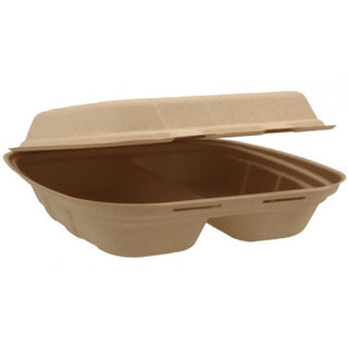 Caserola biodegradabila din trestie de zahar, 205x205, 2 compartimente, 50 Buc