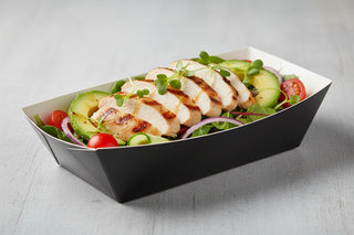 Bărcuțe din Carton Negru Premium – 400cc – Rezistente la Microunde și Grăsimi – Set 250 buc