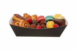 Bărcuțe din Carton Negru Premium – 800cc – Rezistente la Microunde și Grăsimi – Set 250 buc