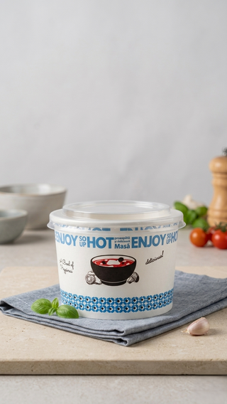 Bol Supă Carton Colorat – 16OZ (475 ml) + Capac Atașat 25 buc/set