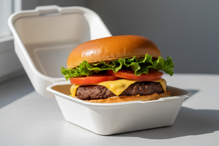 Caserole Biodegradabile pentru Burger – Albe – 460cc – 155x155x85 mm – Set 50 buc