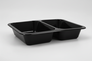 Caserole Termosudabile Negre PP 2 Compartimente – 227x178x40 mm – Set 50 buc