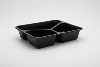 Caserole Termosudabile Negre PP 3 Compartimente - 227x178x40 mm – Set 50 buc