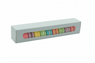Cutii Albe cu Fereastră pentru Macarons – 15x5x5 cm – Suport PET Inclus – Set 100 buc