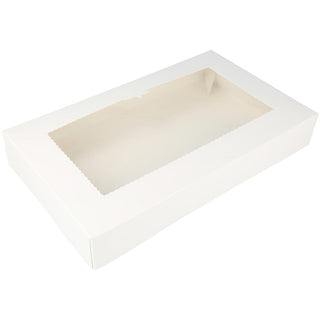 Cutii Albe cu Fereastră pentru Prăjituri și Candy Bar – 32x25x6.5 cm – Set 25 buc