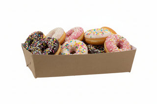 Set 100 Cutii Carton KRAFT pentru Gogoși Mici / Mini-Donuts, Design Compact & Rezistent