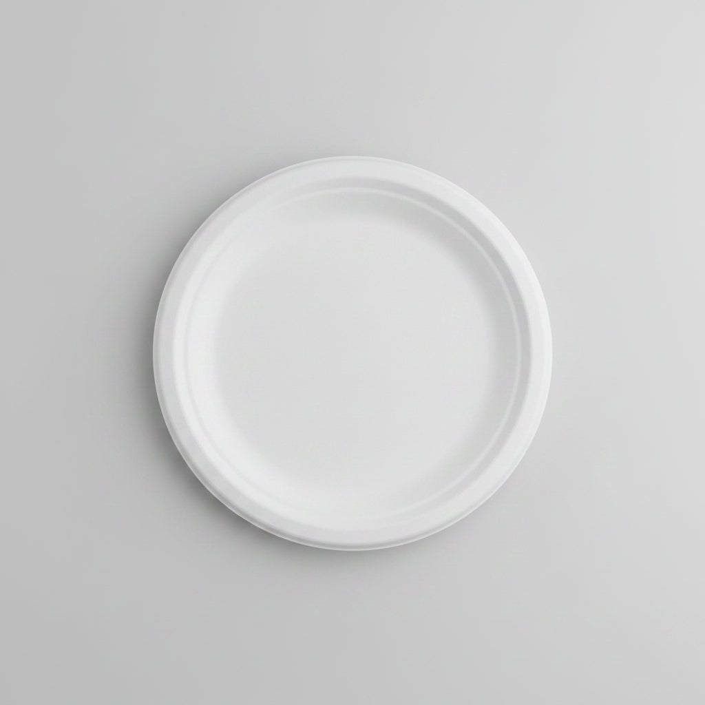 Farfurii biodegradabile trestie de zahăr – d220 mm – 50 buc/set