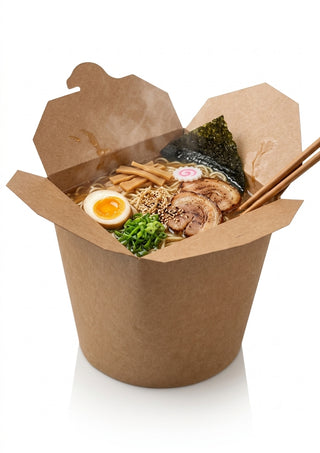 Cutie Noodles rotunda, Kraft Natur, 750 ml (26 oz), Rezistenta la Microunde & Grasimi, Set 50