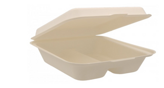 Meniu bio alb 200x200x65 mm, 2 compartimente, 1000CC, 50buc/set