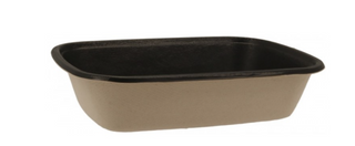 Caserole biodegradabile din trestie de zahar + PBAT, natur + negru, M225160-1C, 225x160x55 mm, 1000cc, 50 buc/set