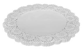 Set 100 dantele decorative din hârtie pentru platou, D21.5 cm, Alb