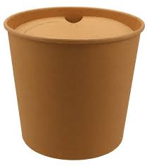 Set 25 Buckets Carton Kraft Natur + Capac, 2550 CC, D189 x H145 mm (Family Size)