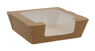 Set 25 cutii salată din carton cu fereastră transparentă, 170x140x50 mm/1000 cc, interior rezistent la grăsimi