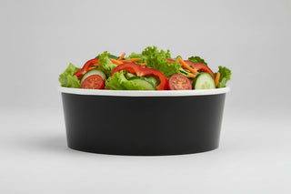 Set 50 boluri salată Carton NEGRU Premium, 1300 CC, D184, Rezistente la Microunde & Congelare