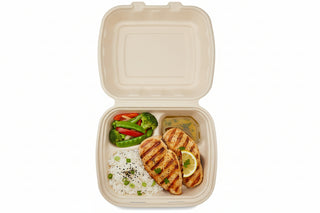 Set 50 caserole MENIU BIO NAT, 2 Compartimente (2C), 235x205 mm, Biodegradabile & Compostabile