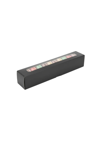 Cutie negra cu fereastra pentru macarons – 28x5x5 cm – Set 50 buc