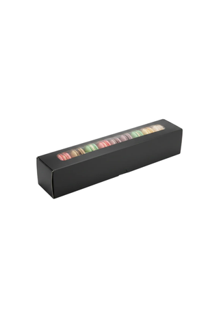 Cutie negra cu fereastra pentru Macarons – 15x5x5 cm - Set 50 buc