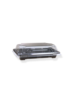 Caserole PET pentru sushi, negre cu capac transparent M1609, 160 x 91 mm – 50 bucati/set