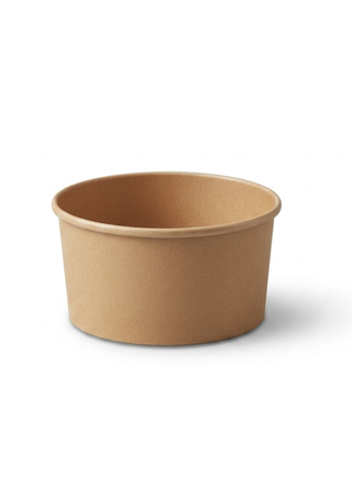 Bol din Carton Kraft Natur, Rotund, 250 ml (8 oz), D90 (Supa & Salata), Set 25