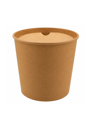 Buckets Carton Kraft Natur + Capac, 2550 CC, D189 x H145 mm (Family Size), Set 25