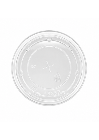 Capac plat PET transparent, D78 mm, cu orificiu pentru pai (Smoothie & Frappe), Set 50