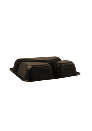 Caserola Termosudabila Neagra din PP, 3 Compartimente - 227x178x40 mm – Set 50 buc