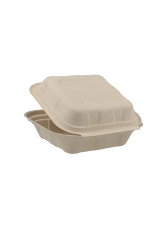 Caserola Biodegradabila MBS06 din Trestie de Zahar cu Capac Atasat – 50 buc/set