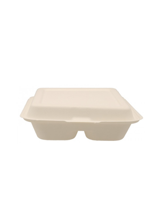 Caserola Meniu Bio – Alba – 2 Compartimente – 1000cc – 200x200x65 mm – Set 50 buc