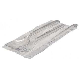 Lingura + furculita + cutit + servetel (TRIS), ambalate individual /100