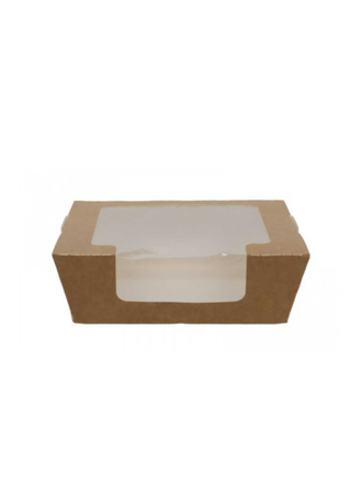 Cutie pentru salata din carton cu fereastra transparenta, 170x140x50 mm/1000 cc, interior rezistent la grăsimi, Set 25