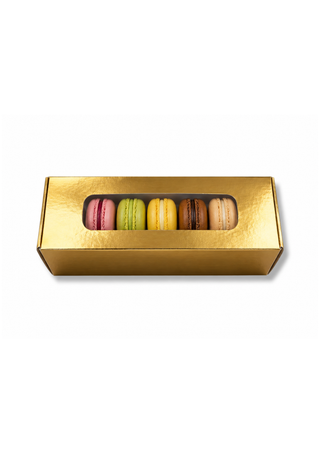 Cutie aurie premium cu fereastra pentru macarons, 15 x 5 x 5 cm, Set 50