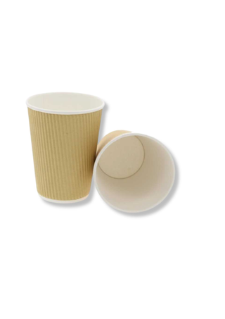 Pahar din carton rippled Natur, 12 OZ (350cc), D90 - Set 25 buc