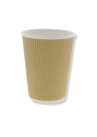 Pahar din carton rippled Natur, 12 OZ (350cc), D90 - Set 25 buc