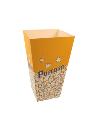 Cutie pentru Popcorn Galben, 135 x 135 x 230 mm, Carton Rezistent, Set 100
