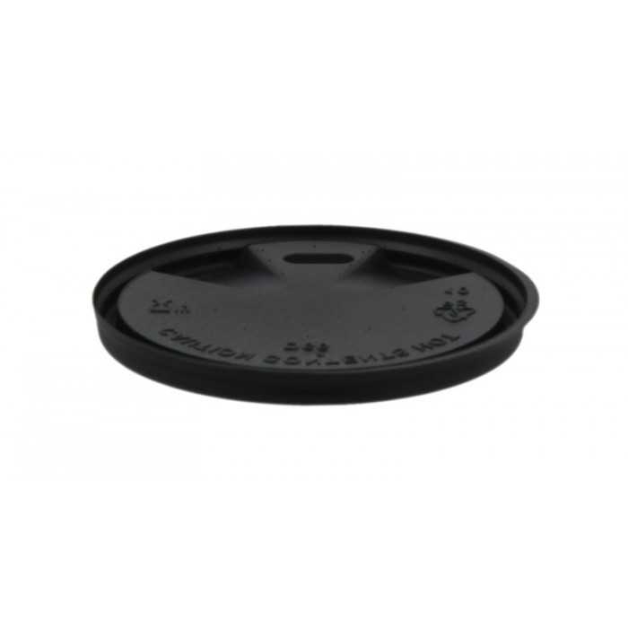 Capace din PS, negre, plate cu orificiu pentru bauturi calde, Ø 62 mm, B: 62 x 4 mm / orificiu cafea /100 10/BX